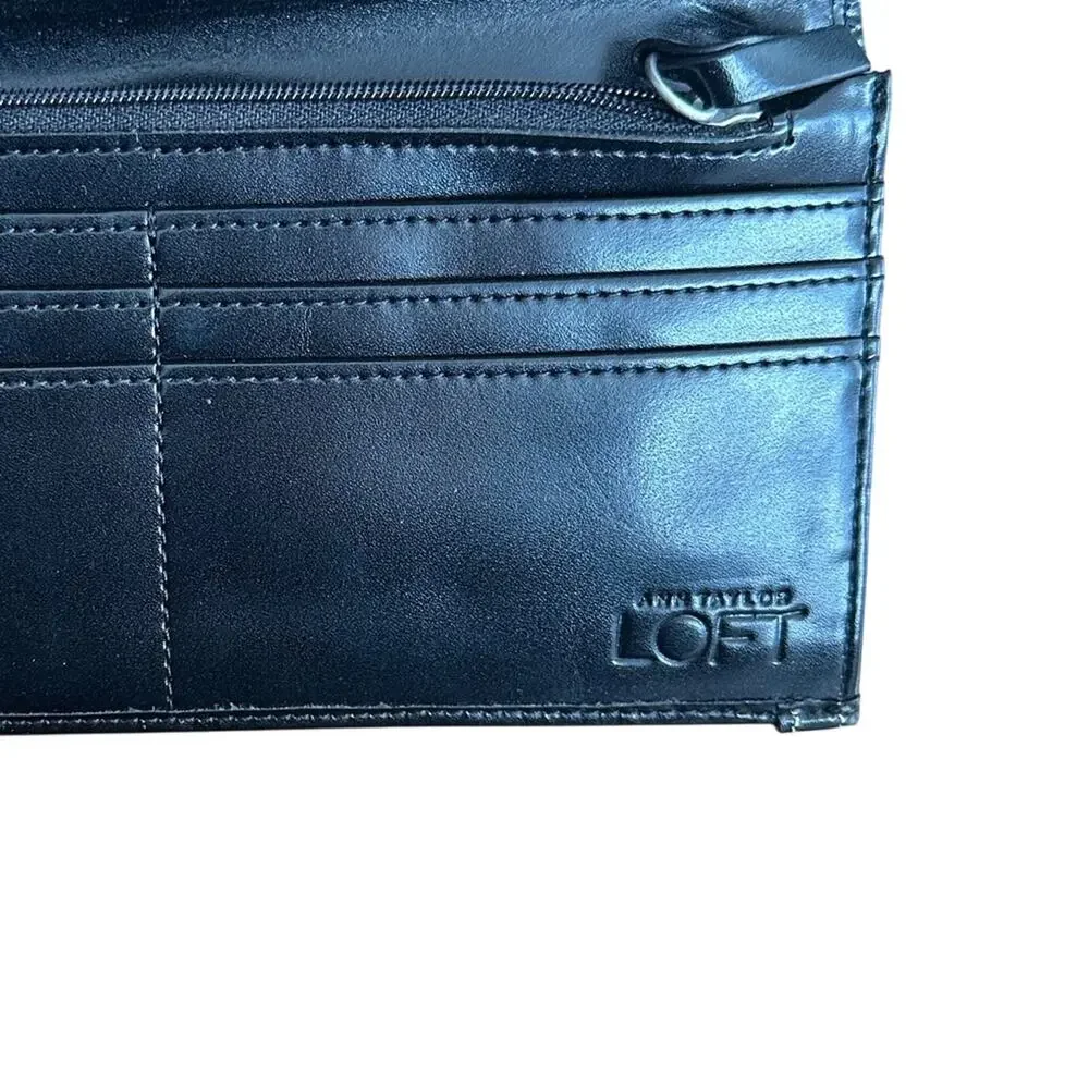 Black Long Wallet Snap Closure Ann Taylor LOFT